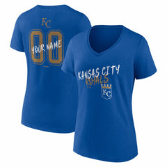 Kansas City Royals Women's Hustle Personalized Name & Number V-Neck T-Shirt - Royal
