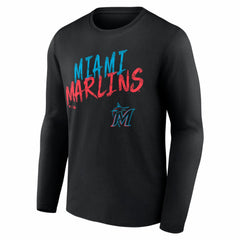 Miami Marlins Hustle Personalized Name & Number Long Sleeve T-Shirt - Black