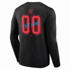 Miami Marlins Hustle Personalized Name & Number Long Sleeve T-Shirt - Black
