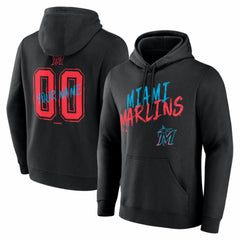 Miami Marlins Hustle Personalized Name & Number Hoodie - Black