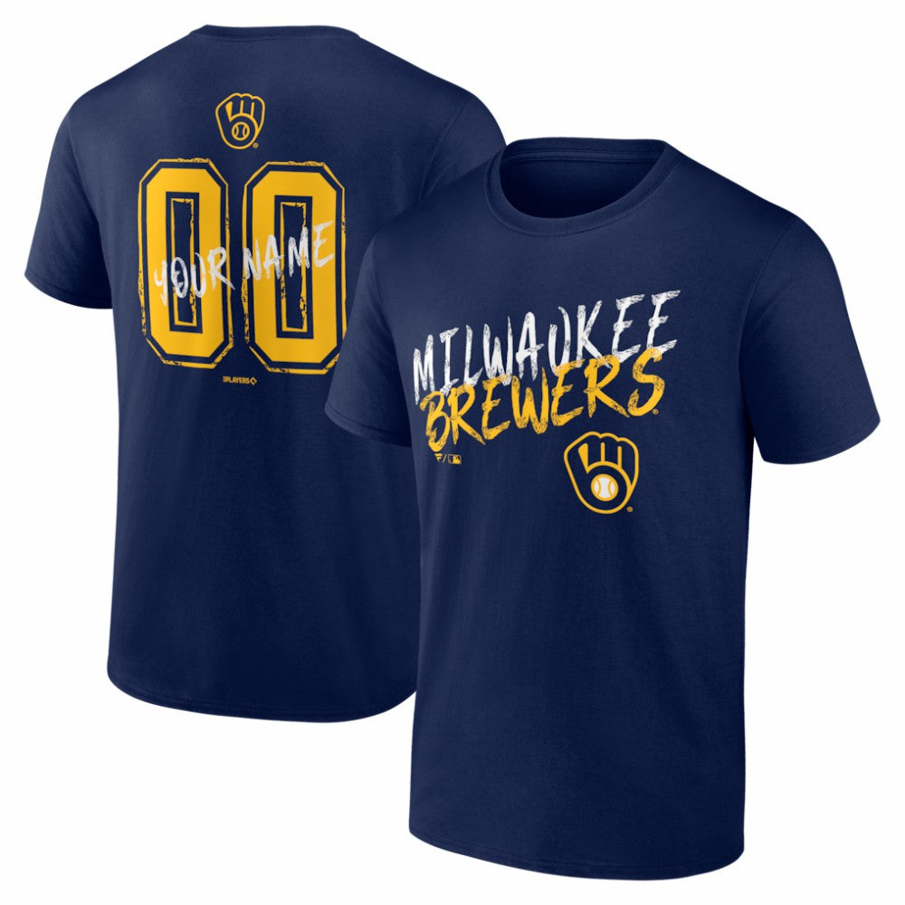 Milwaukee Brewers Hustle Personalized Name & Number T-Shirt - Navy