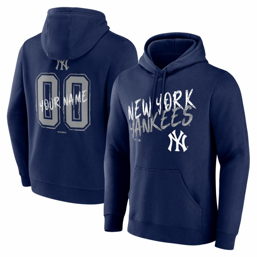 New York Yankees Hustle Personalized Name & Number Hoodie - Navy