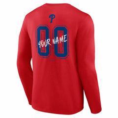 Philadelphia Phillies Hustle Personalized Name & Number Long Sleeve T-Shirt - Red