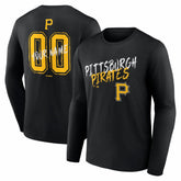 Pittsburgh Pirates Hustle Personalized Name & Number Long Sleeve T-Shirt - Black