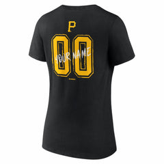 Pittsburgh Pirates Women's Hustle Personalized Name & Number V-Neck T-Shirt - Black