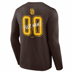 San Diego Padres Hustle Personalized Name & Number Long Sleeve T-Shirt - Brown