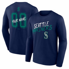 Seattle Mariners Hustle Personalized Name & Number Long Sleeve T-Shirt - Navy