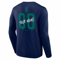 Seattle Mariners Hustle Personalized Name & Number Long Sleeve T-Shirt - Navy