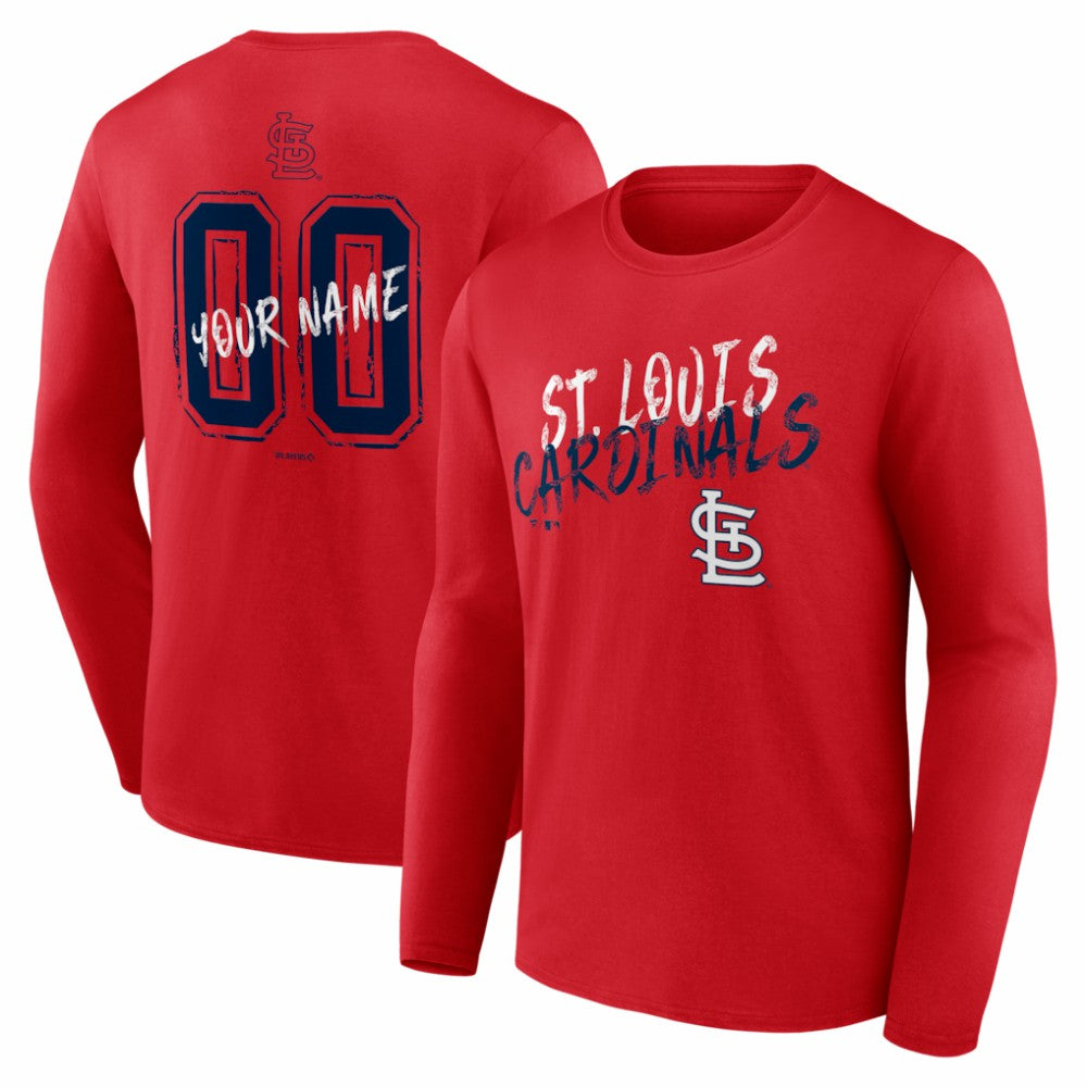 St. Louis Cardinals Hustle Personalized Name & Number Long Sleeve T-Shirt - Red