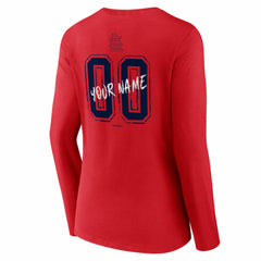 St. Louis Cardinals Women's Hustle Personalized Name & Number Long Sleeve V-Neck T-Shirt - Red
