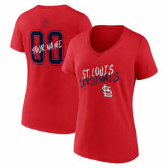 St. Louis Cardinals Women's Hustle Personalized Name & Number V-Neck T-Shirt - Red
