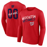 Washington Nationals Hustle Personalized Name & Number Long Sleeve T-Shirt - Red
