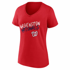 Washington Nationals Women's Hustle Personalized Name & Number V-Neck T-Shirt - Red