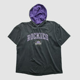 Colorado Rockies Logo 7 90s Hooded T-shirt - Black Vintage