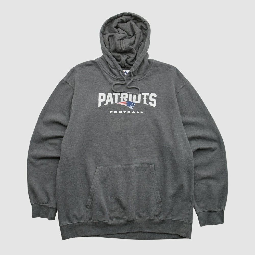New England Patriots Majestic 2010s Hooded Pullover Sweatshirt - Charcoal Vintage sale