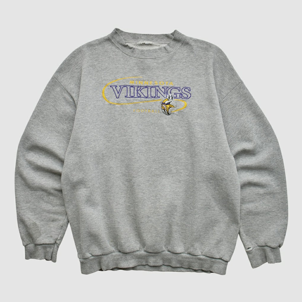 Minnesota Vikings 90s Pullover Sweatshirt - Heather Gray Vintage cheap