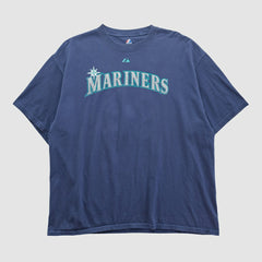 Seattle Mariners Majestic 2000s T-shirt - Navy Vintage