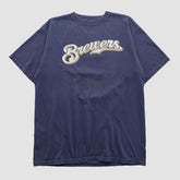 Milwaukee Brewers Majestic 2000s T-shirt - Navy Vintage