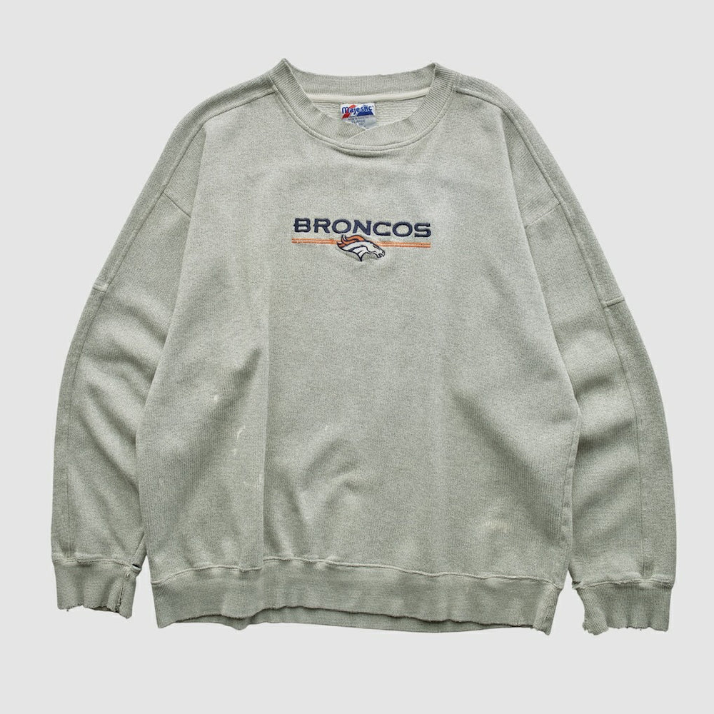 Denver Broncos Majestic 2000s Pullover Sweatshirt - Heather Gray Vintage online