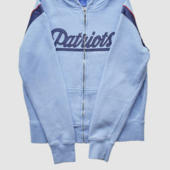New England Patriots Reebok 2000s Hooded Full Zip Sweatshirt - Light Blue Vintage discount