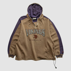 Minnesota Vikings Lee Sport 90s Hooded 1/4 Zip Sweatshirt - Clay Vintage for sale