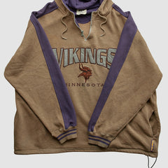 Minnesota Vikings Lee Sport 90s Hooded 1/4 Zip Sweatshirt - Clay Vintage for sale