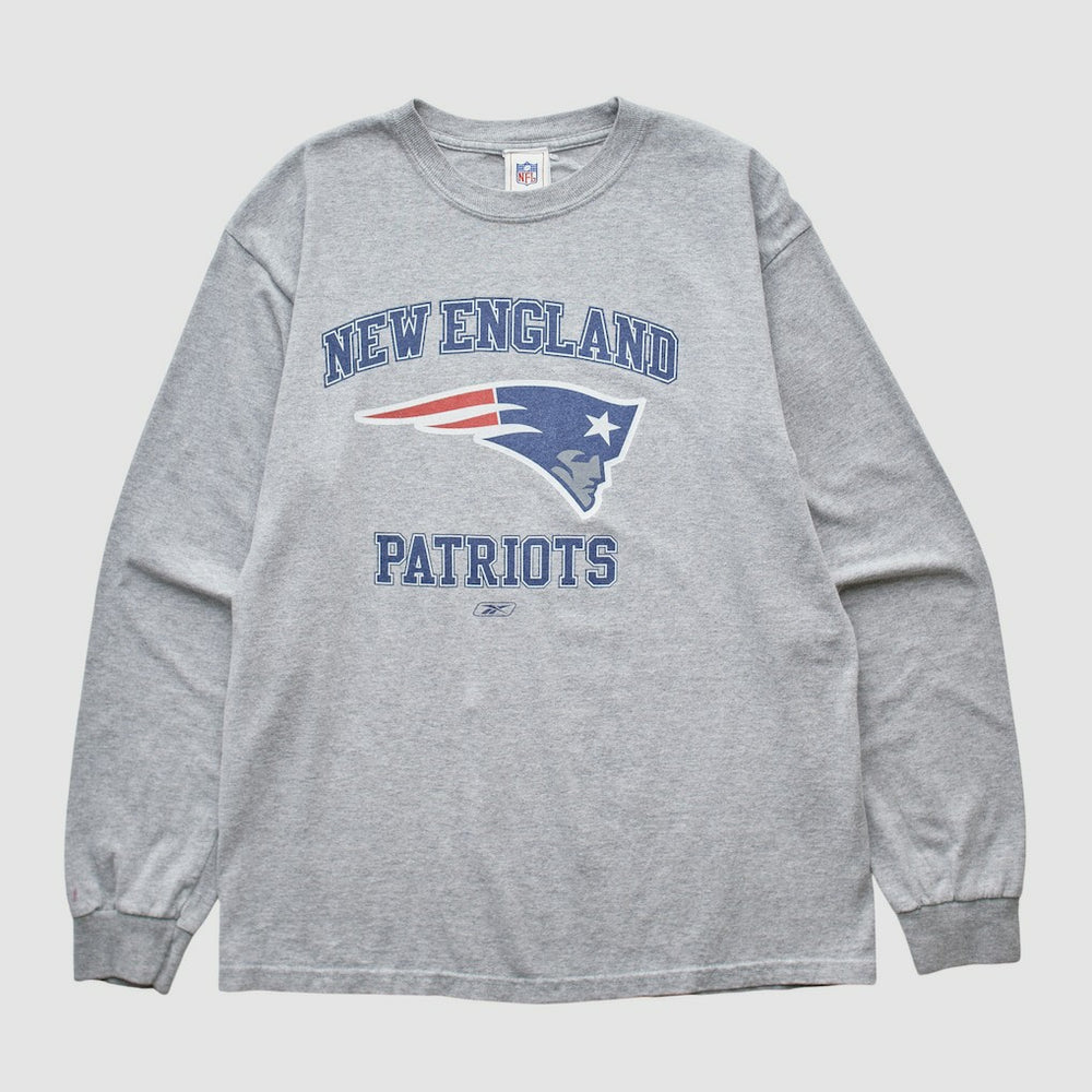 New England Patriots Reebok 2000s Long Sleeve T-shirt - Heather Gray Vintage sale