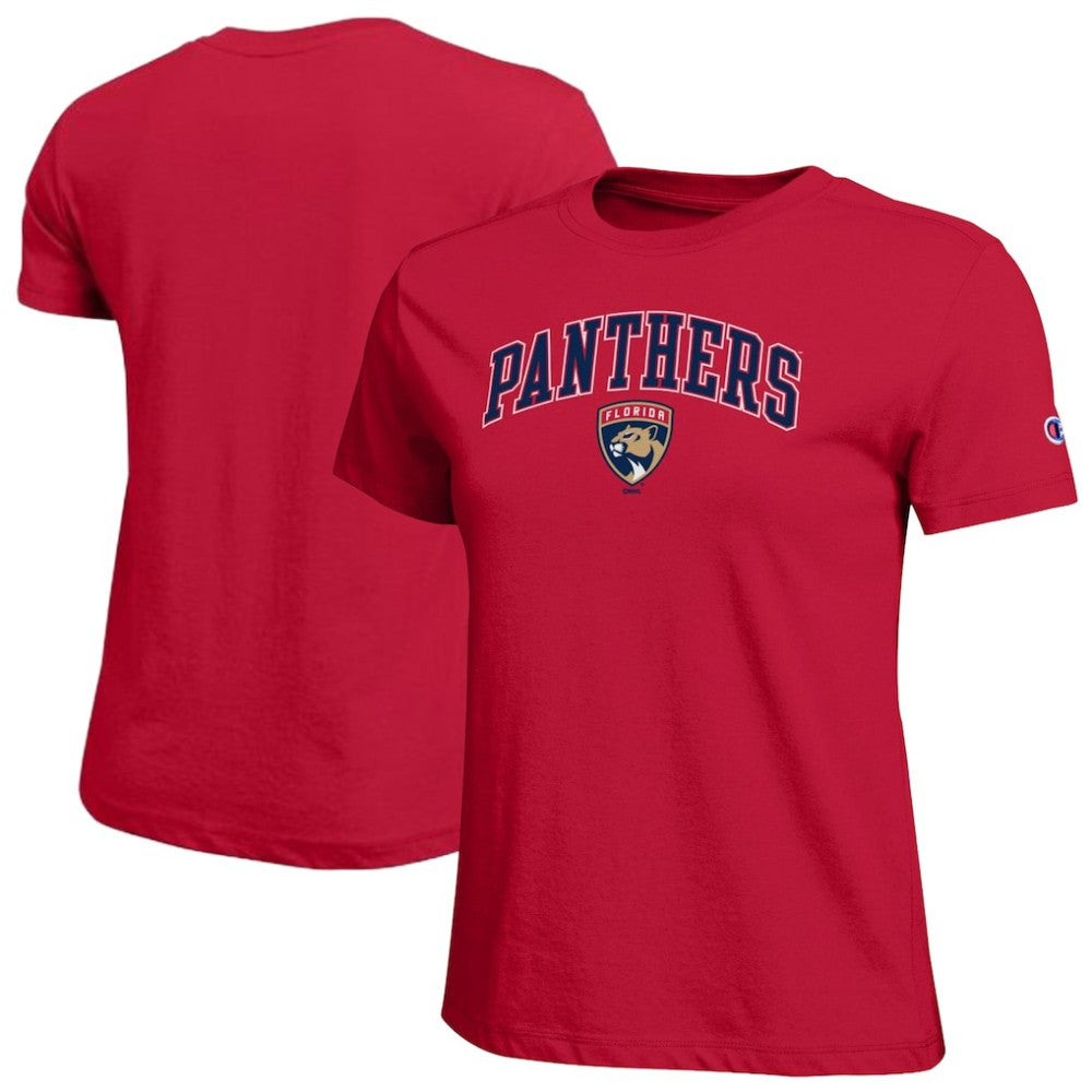 Florida Panthers Champion Women's Arch Mascot Logo T-Shirt Red