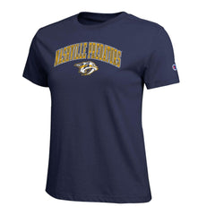 Nashville Predators Champion Women's Arch Mascot Logo T-Shirt Navy