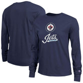 Winnipeg Jets Champion Women's Wordmark Lockup Long Sleeve T-Shirt Navy