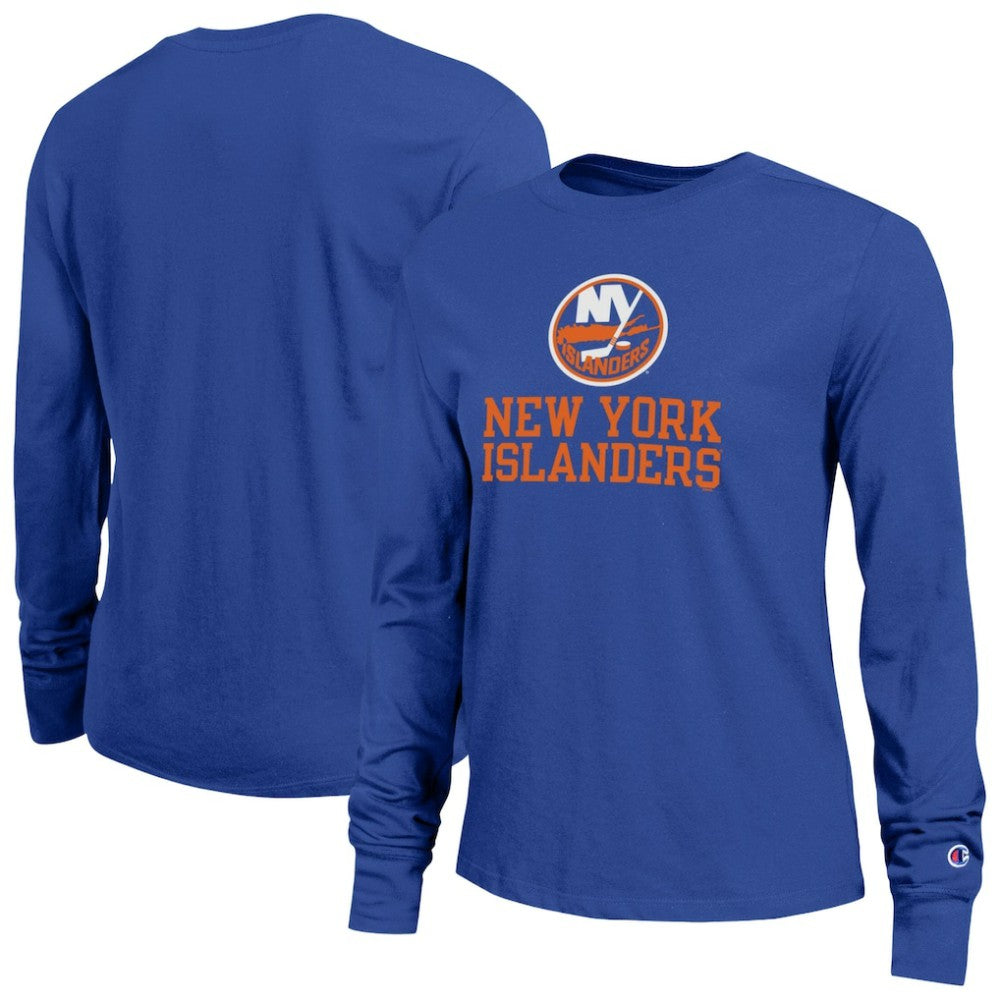 New York Islanders Champion Women's Wordmark Lockup Long Sleeve T-Shirt Royal