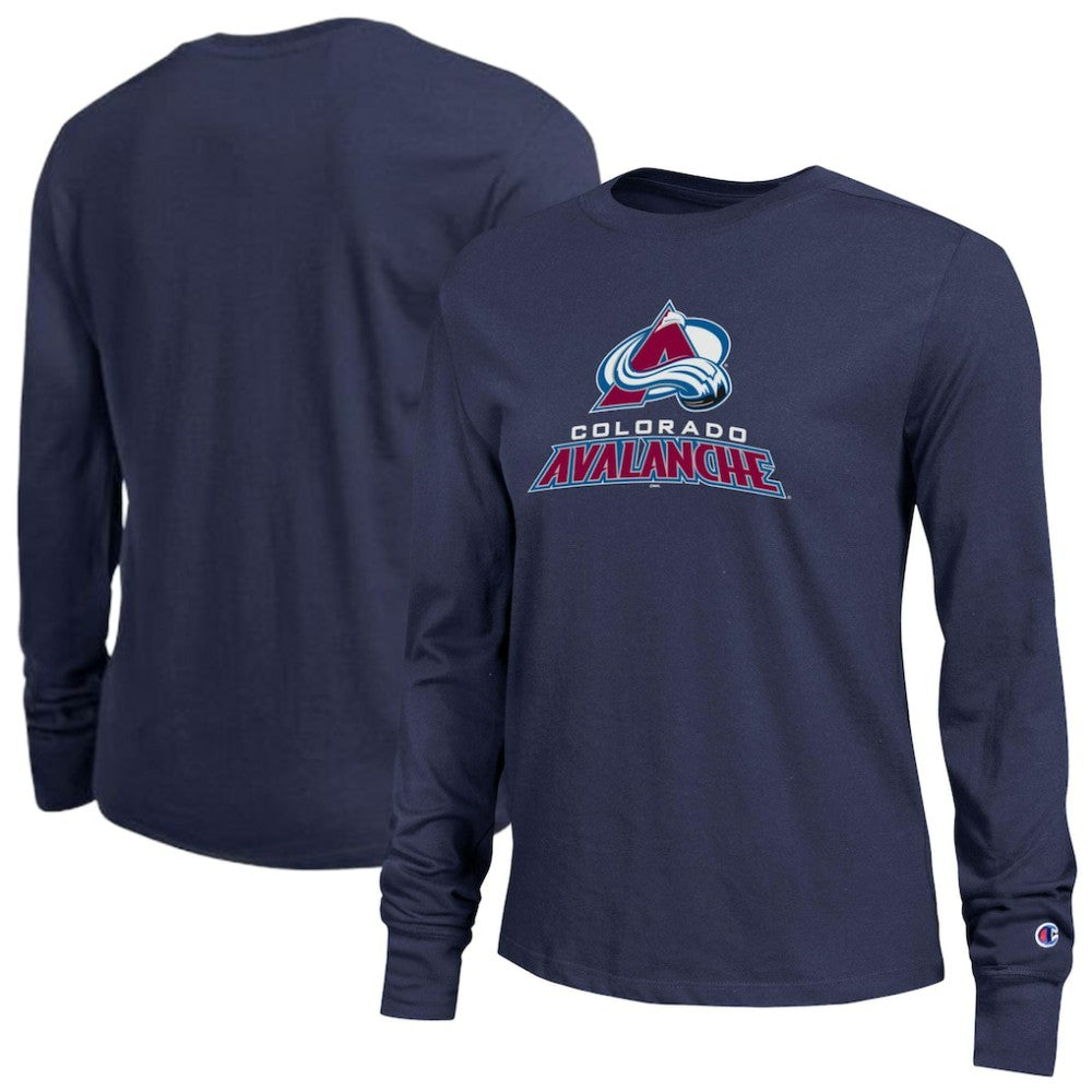 Colorado Avalanche Champion Women's Wordmark Lockup Long Sleeve T-Shirt Navy