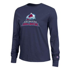 Colorado Avalanche Champion Women's Wordmark Lockup Long Sleeve T-Shirt Navy