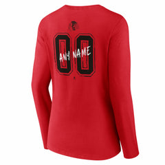 Chicago Blackhawks Women's Hustle Personalized Name & Number Long Sleeve V-Neck T-Shirt Red