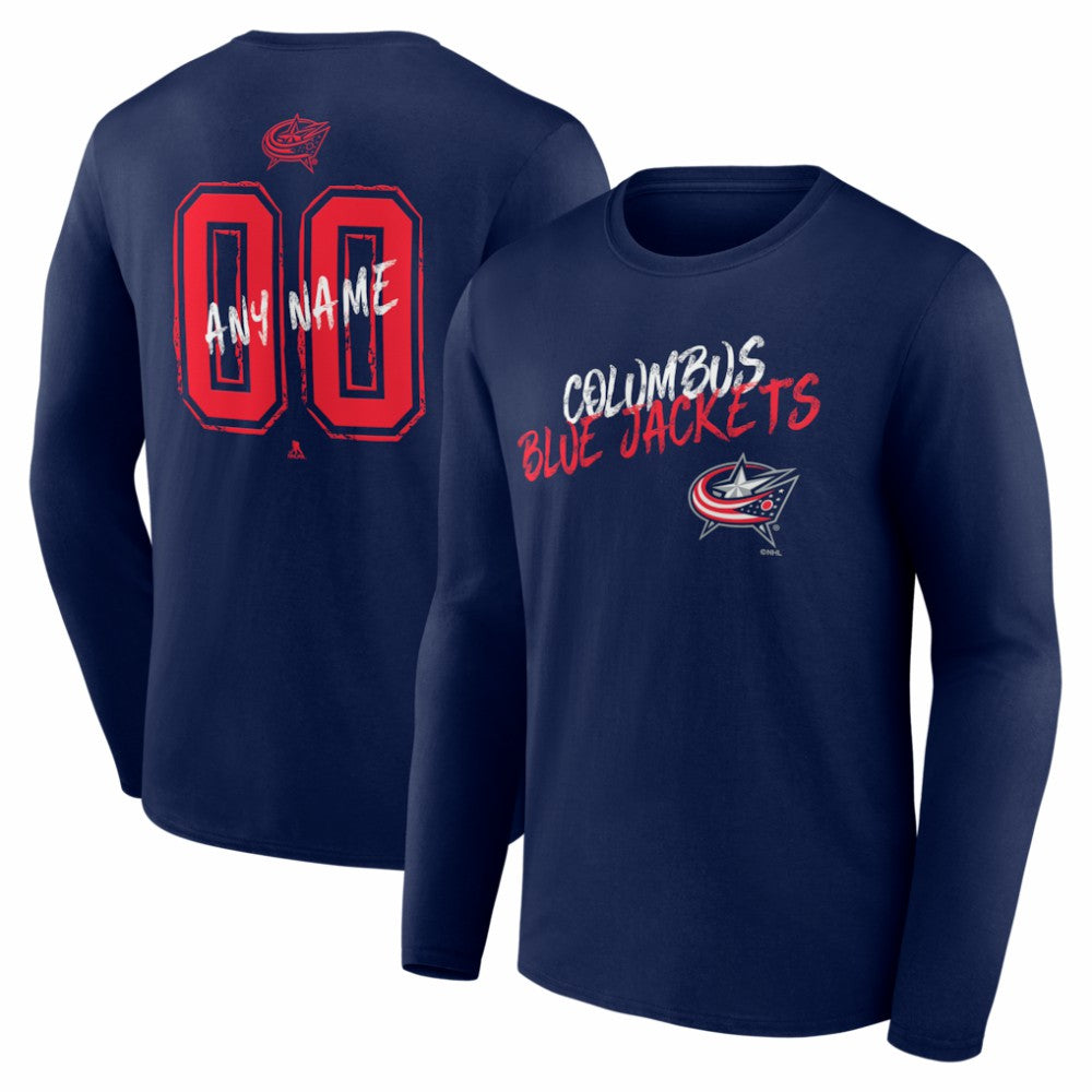 Columbus Blue Jackets Hustle Personalized Name & Number Long Sleeve T-Shirt Navy
