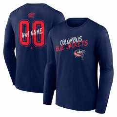 Columbus Blue Jackets Hustle Personalized Name & Number Long Sleeve T-Shirt Navy