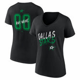 Dallas Stars Women's Hustle Personalized Name & Number V-Neck T-Shirt Black