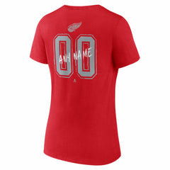 Detroit Red Wings Women's Hustle Personalized Name & Number V-Neck T-Shirt Red