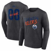Edmonton Oilers Hustle Personalized Name & Number Long Sleeve T-Shirt Charcoal