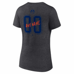 Edmonton Oilers Women's Hustle Personalized Name & Number V-Neck T-Shirt Charcoal