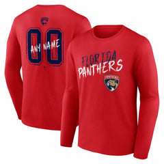 Florida Panthers Hustle Personalized Name & Number Long Sleeve T-Shirt Red