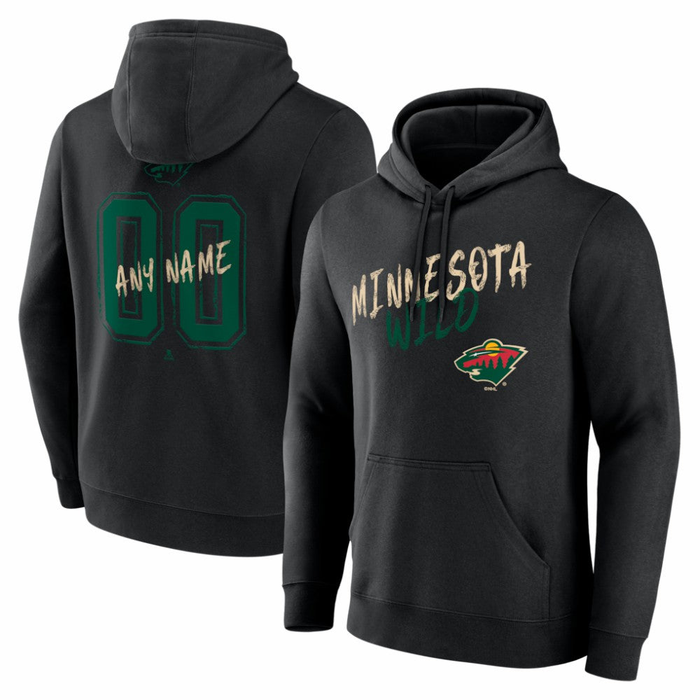 Minnesota Wild Big & Tall Hustle Personalized Name & Number Hoodie Black