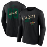 Minnesota Wild Hustle Personalized Name & Number Long Sleeve T-Shirt Black