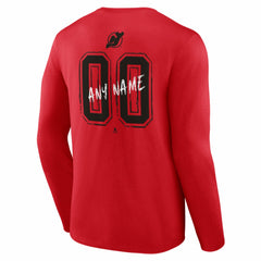 New Jersey Devils Hustle Personalized Name & Number Long Sleeve T-Shirt Red