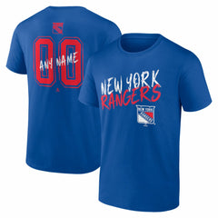 New York Rangers Hustle Personalized Name & Number T-Shirt Blue