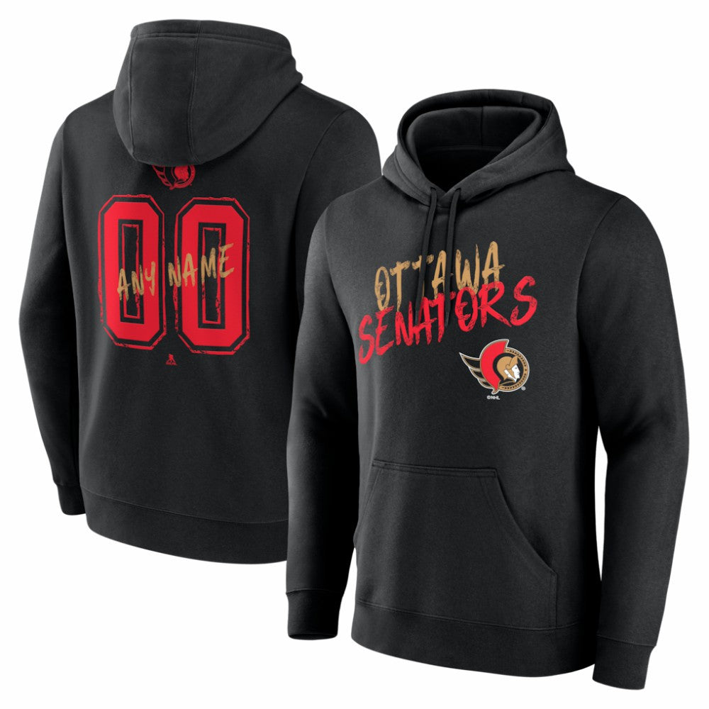 Ottawa Senators Hustle Personalized Name & Number Hoodie Black