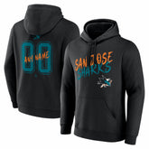 San Jose Sharks Big & Tall Hustle Personalized Name & Number Hoodie Black