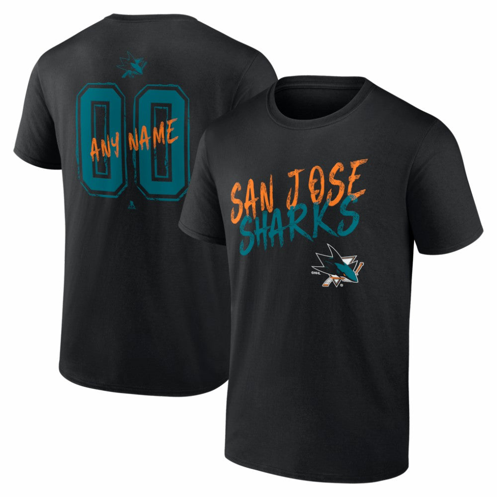 San Jose Sharks Big & Tall Hustle Personalized Name & Number T-Shirt Black