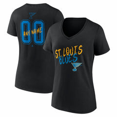 St. Louis Blues Women's Hustle Personalized Name & Number V-Neck T-Shirt Black
