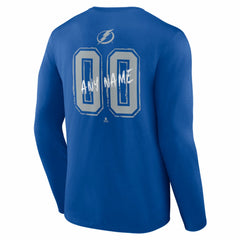 Tampa Bay Lightning Hustle Personalized Name & Number Long Sleeve T-Shirt Blue